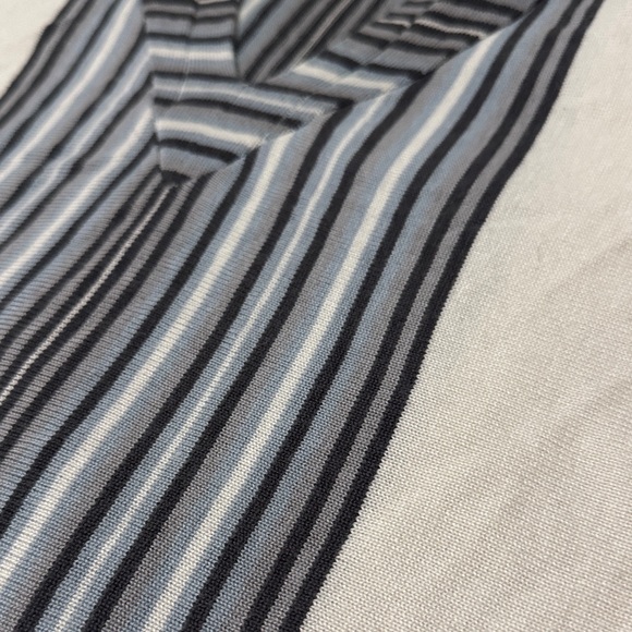 Matix Striped V-Neck Hooded Tunic/ Poncho - White & Gray Sweater Dress - S - Picture 8 of 10